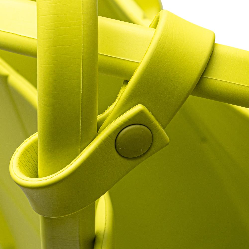 Bottega Veneta B Bottega Veneta Yellow Neon Yellow Chemical Fiber Fabric Medium Matte Rubber Arco Tote Italy