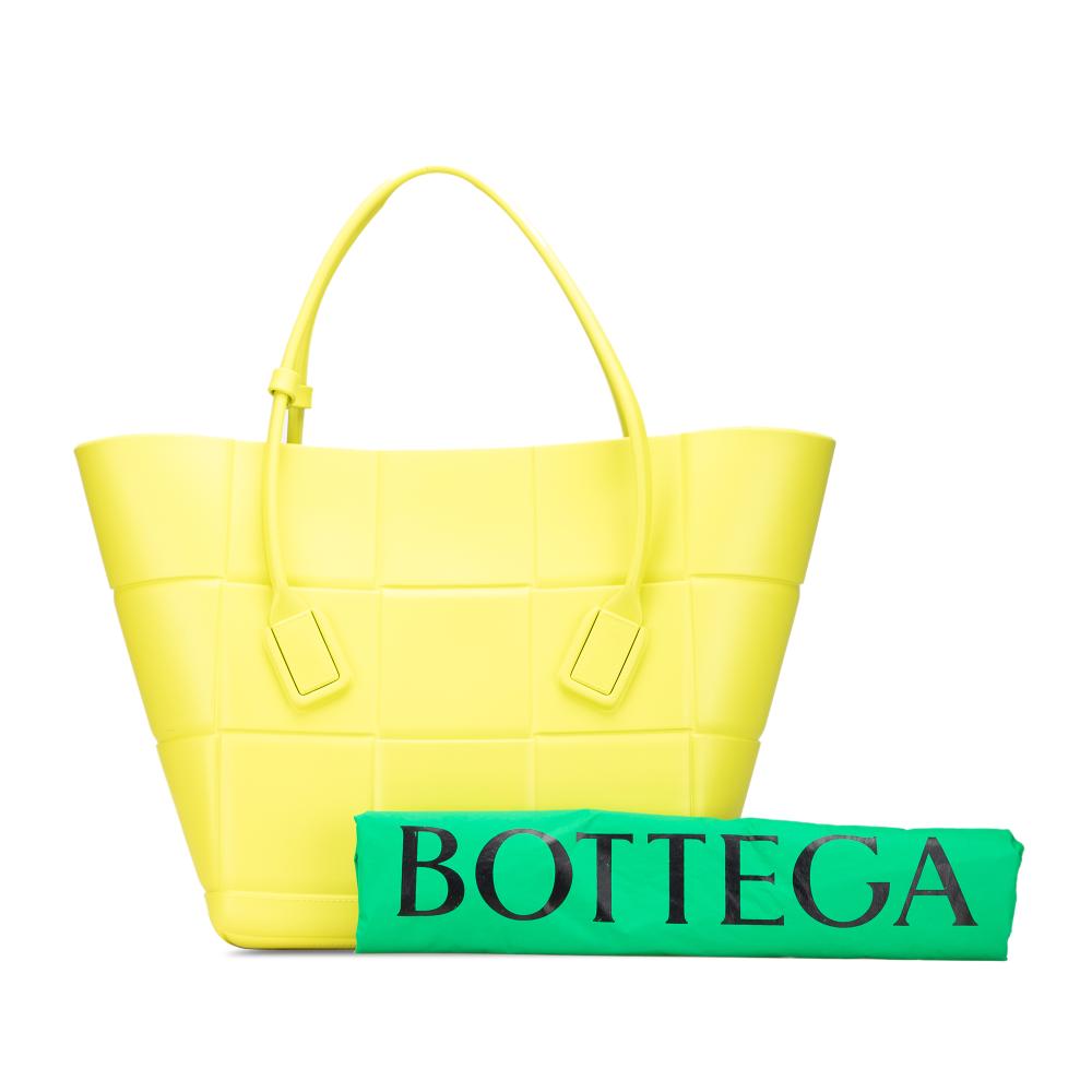 Bottega Veneta B Bottega Veneta Yellow Neon Yellow Chemical Fiber Fabric Medium Matte Rubber Arco Tote Italy