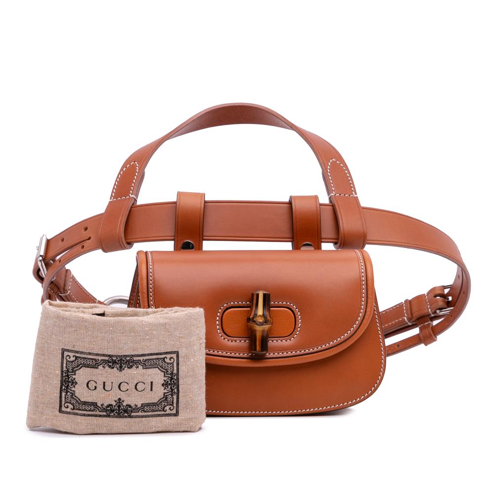 Gucci AB Gucci Brown Calf Leather Mini Bamboo 1947 Belt Bag Italy