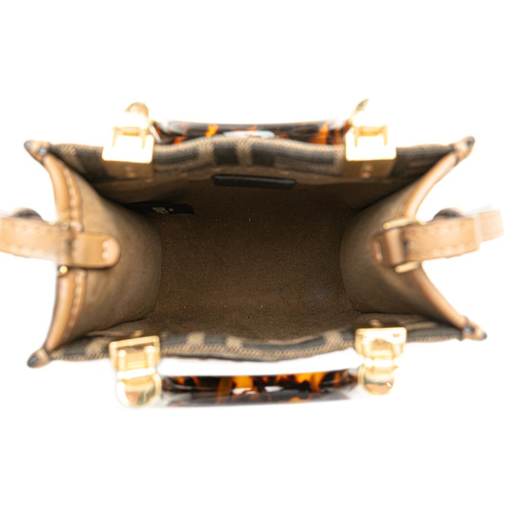 Fendi B Fendi Brown Canvas Fabric Mini Zucca Sunshine Shopper Tote Italy