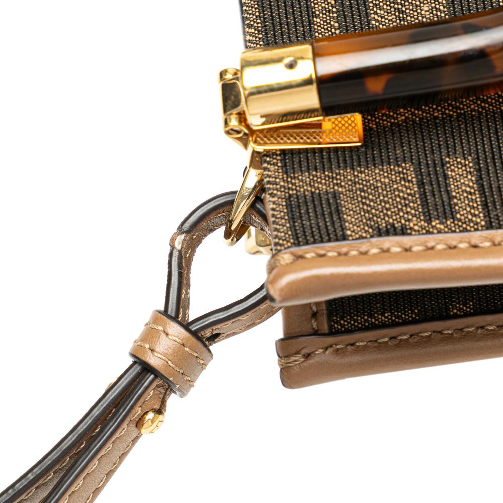 Fendi B Fendi Brown Canvas Fabric Mini Zucca Sunshine Shopper Tote Italy