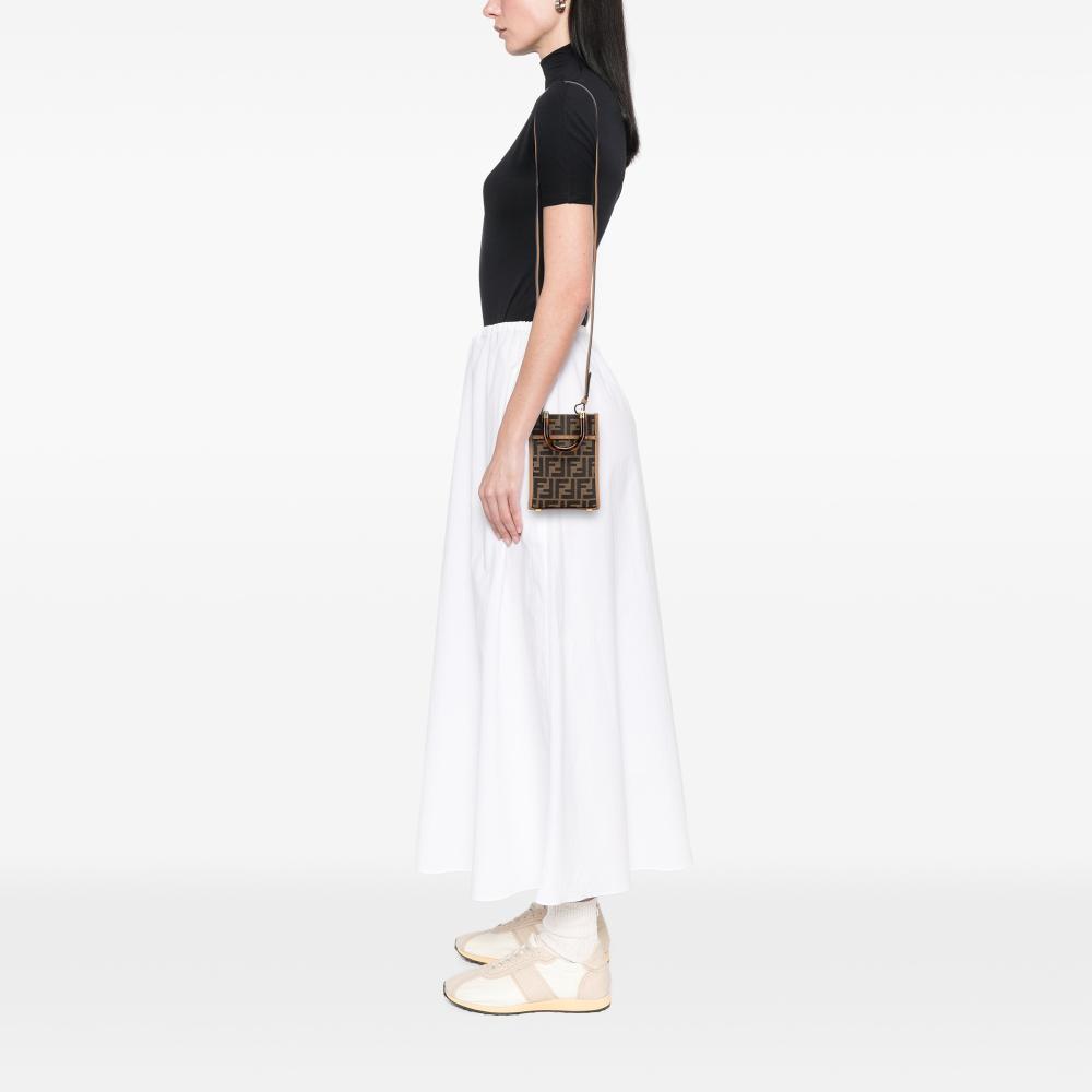 Fendi B Fendi Brown Canvas Fabric Mini Zucca Sunshine Shopper Tote Italy