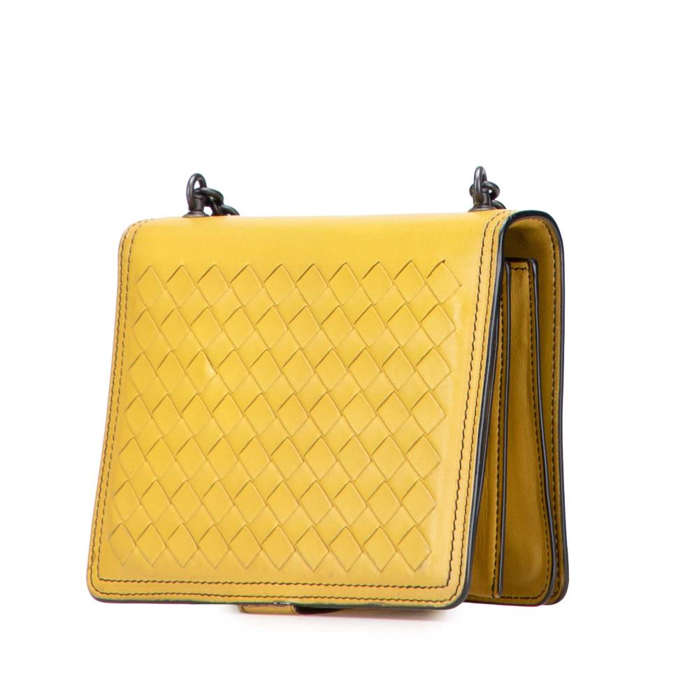 Bottega Veneta Yellow Small Nappa Intrecciato Runway Shoulder Bag Italy