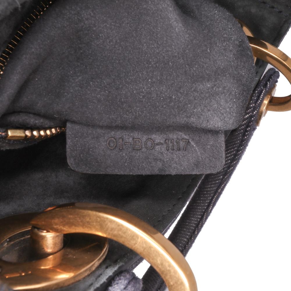 Christian Dior B Dior Blue Navy Denim Fabric Mini Cannage Studded Supple Lady Dior Italy