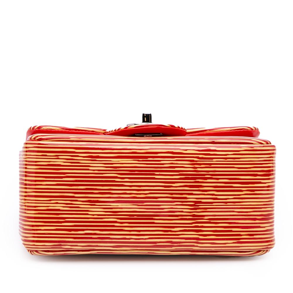 Chanel B Chanel Orange Patent Leather Leather Mini Square Classic Patent Striped Single Flap France