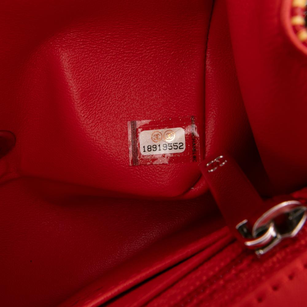 Chanel B Chanel Orange Patent Leather Leather Mini Square Classic Patent Striped Single Flap France