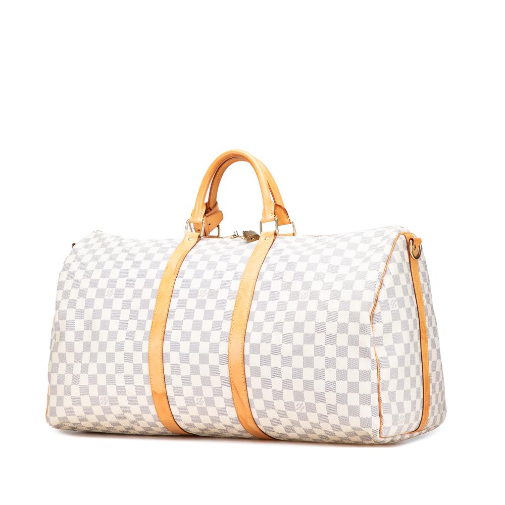 Louis Vuitton B Louis Vuitton White Damier Canvas Canvas Damier Azur Keepall Bandouliere 55 France
