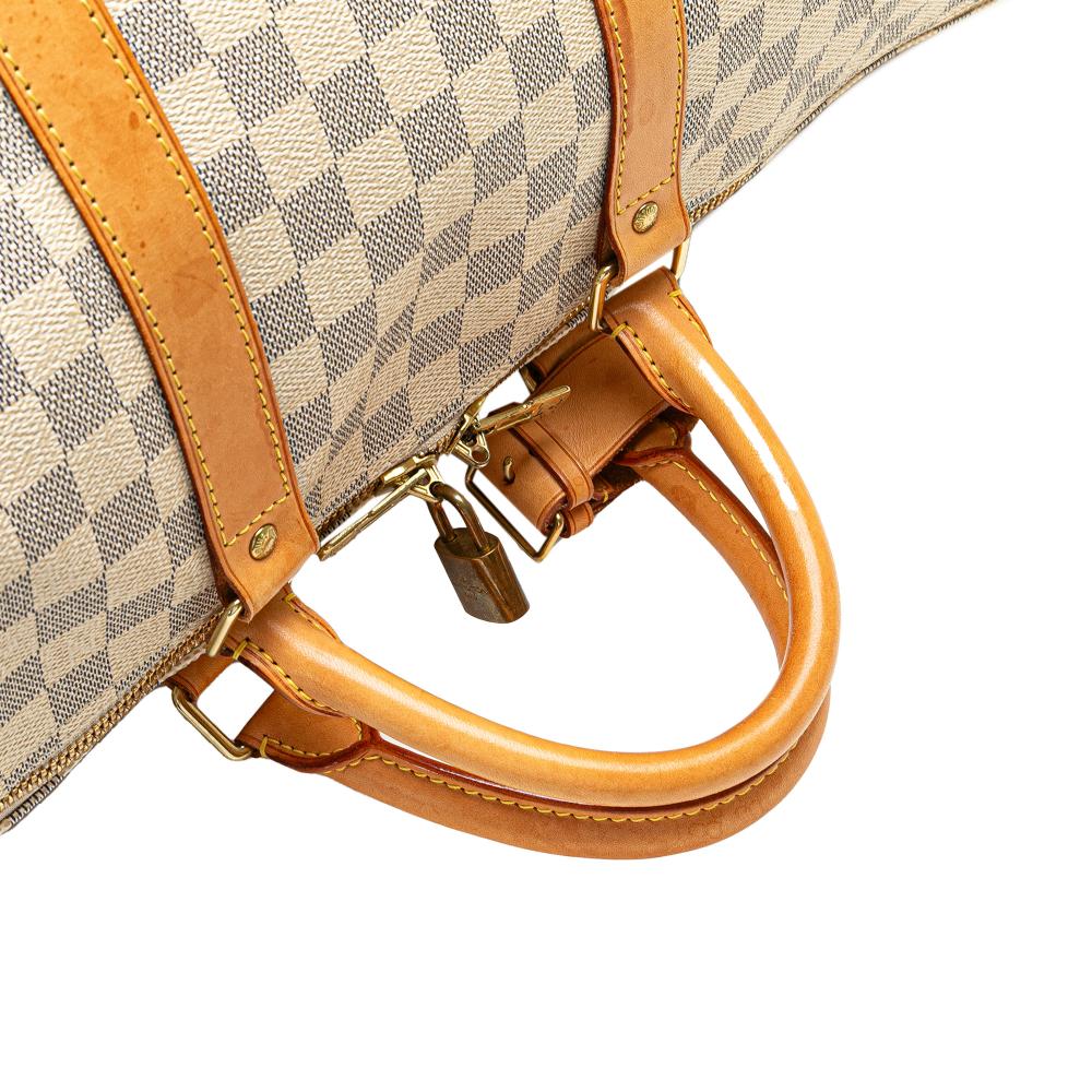 Louis Vuitton B Louis Vuitton White Damier Canvas Canvas Damier Azur Keepall Bandouliere 55 France