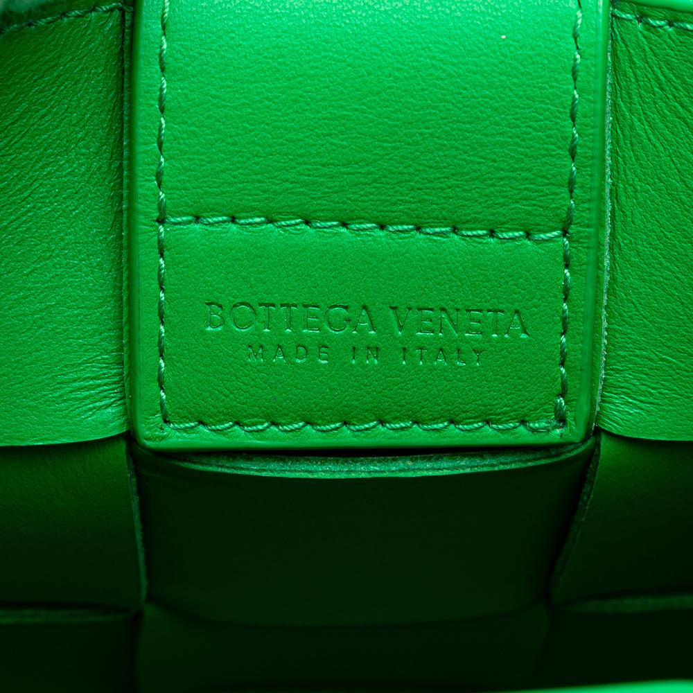 Bottega Veneta Green Nappa Leather Leather Mini Nappa Intrecciato Vertical Cassette Crossbody Italy