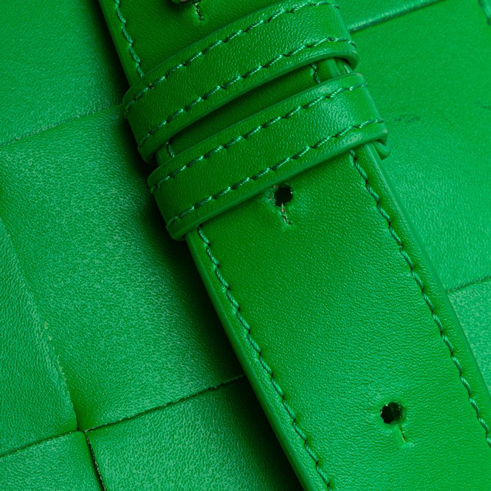 Bottega Veneta Green Nappa Leather Leather Mini Nappa Intrecciato Vertical Cassette Crossbody Italy