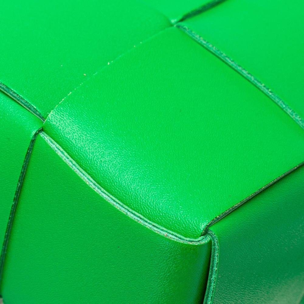 Bottega Veneta Green Nappa Leather Leather Mini Nappa Intrecciato Vertical Cassette Crossbody Italy