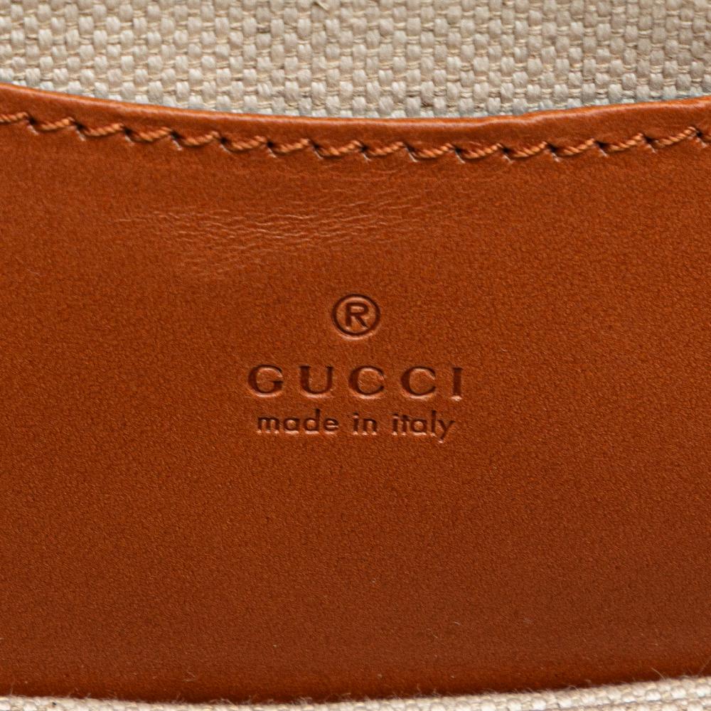 Gucci AB Gucci Brown Beige Coated Canvas Fabric Mini GG Supreme Web Bamboo 1947 Belt Bag Italy