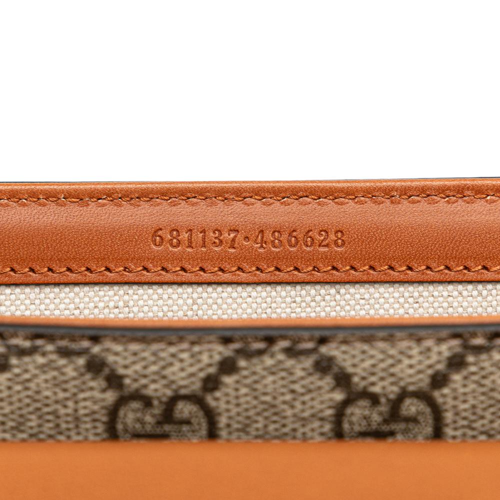 Gucci AB Gucci Brown Beige Coated Canvas Fabric Mini GG Supreme Web Bamboo 1947 Belt Bag Italy