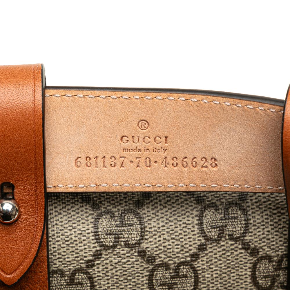 Gucci AB Gucci Brown Beige Coated Canvas Fabric Mini GG Supreme Web Bamboo 1947 Belt Bag Italy