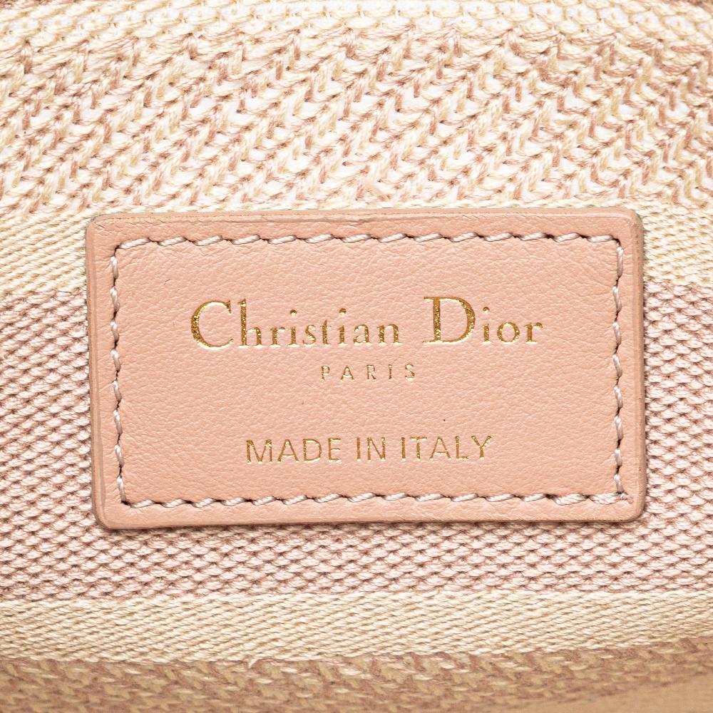 Christian Dior B Dior Pink Light Pink Canvas Fabric Medium Embroidered Houndstooth Lady D Lite Italy