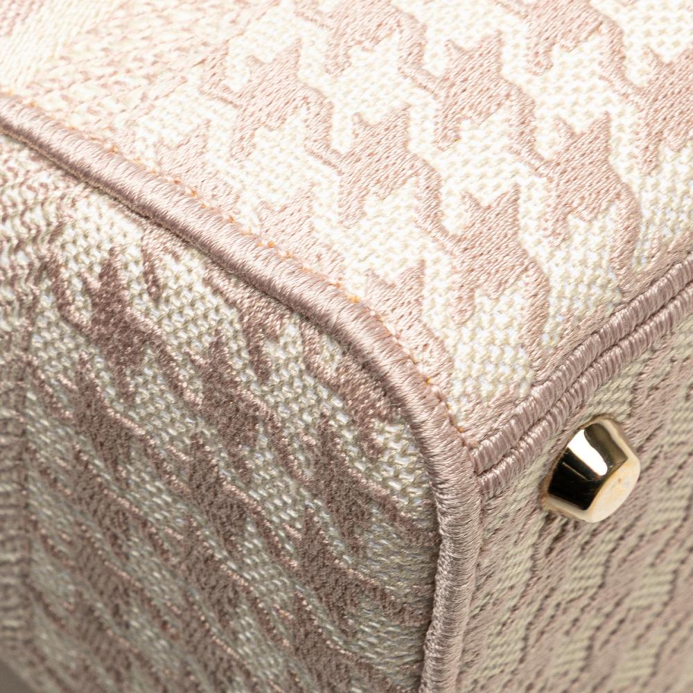 Christian Dior B Dior Pink Light Pink Canvas Fabric Medium Embroidered Houndstooth Lady D Lite Italy