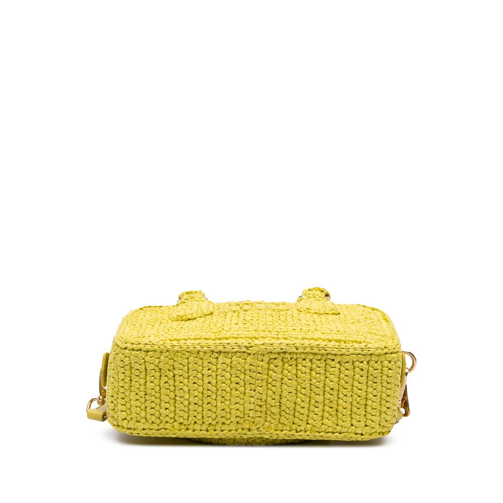 Miu Miu AB Miu Miu Yellow Raffia Natural Material Crochet Arcadie Top Handle Bag Italy