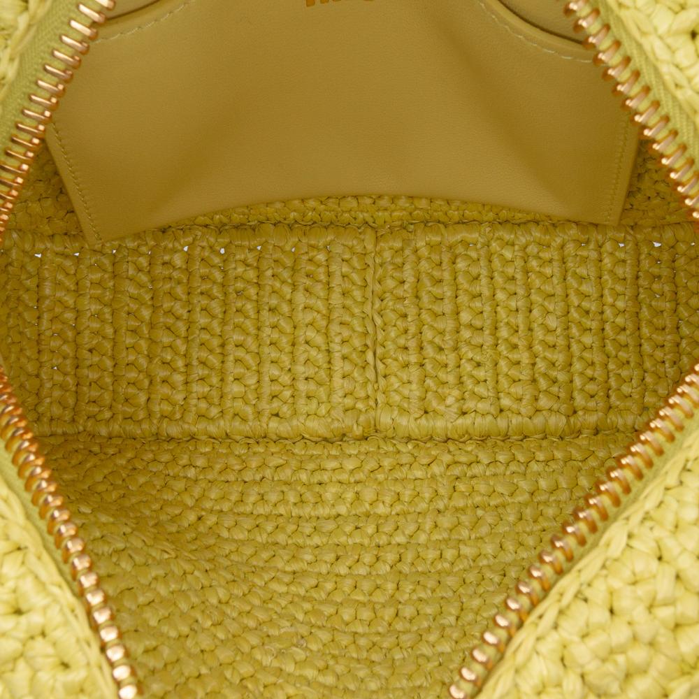 Miu Miu AB Miu Miu Yellow Raffia Natural Material Crochet Arcadie Top Handle Bag Italy