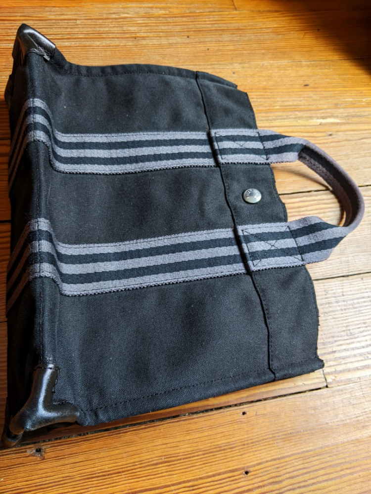 Hermès Kleine Tasche-Tasche-Tote Bag aus schwarzem Canvas