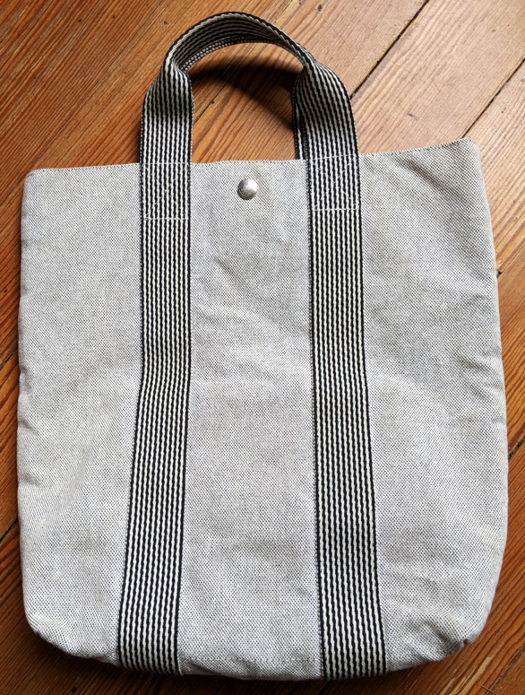 Hermès Taschen-Tote-Bag aus hellgrau meliertem Canvas