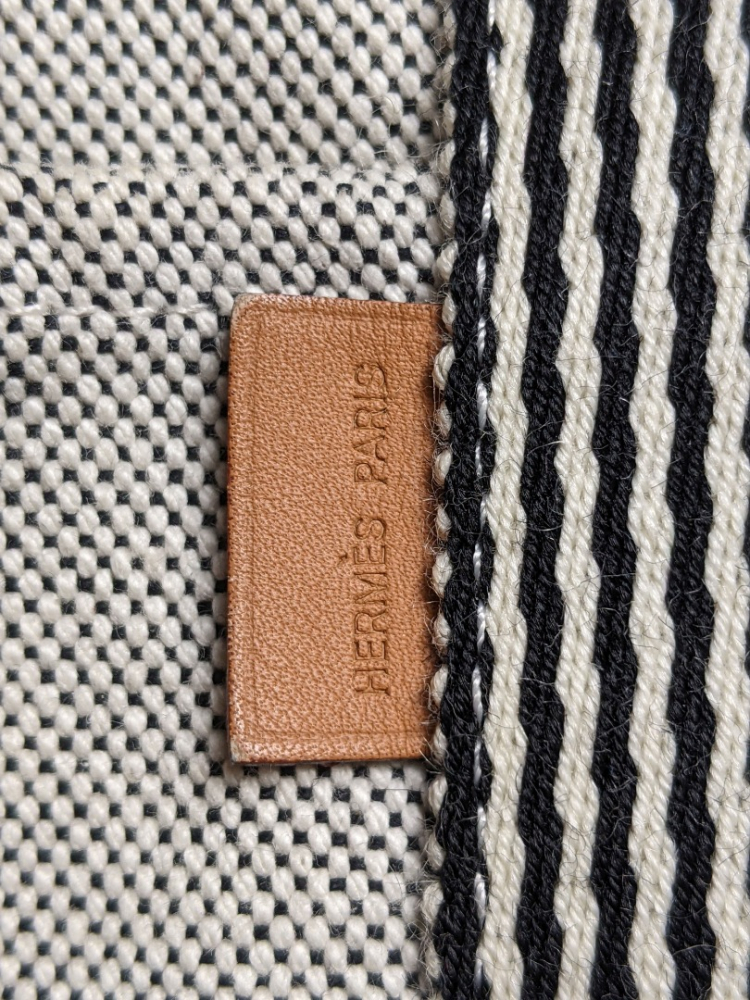 Hermès Taschen-Tote-Bag aus hellgrau meliertem Canvas