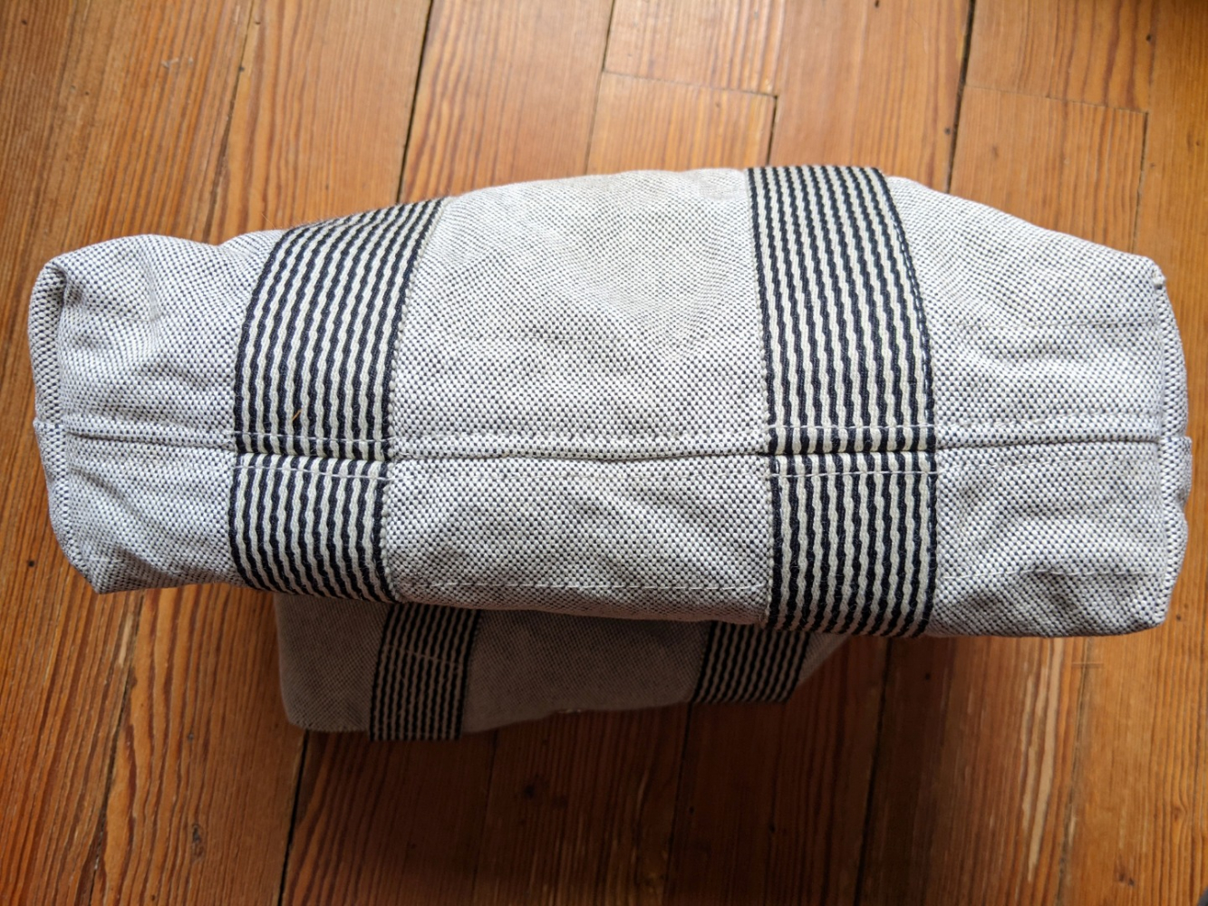 Hermès Taschen-Tote-Bag aus hellgrau meliertem Canvas