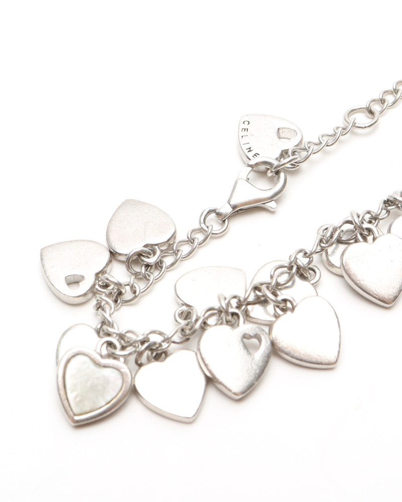 Celine Céline Silver Heart Charm Bracelet