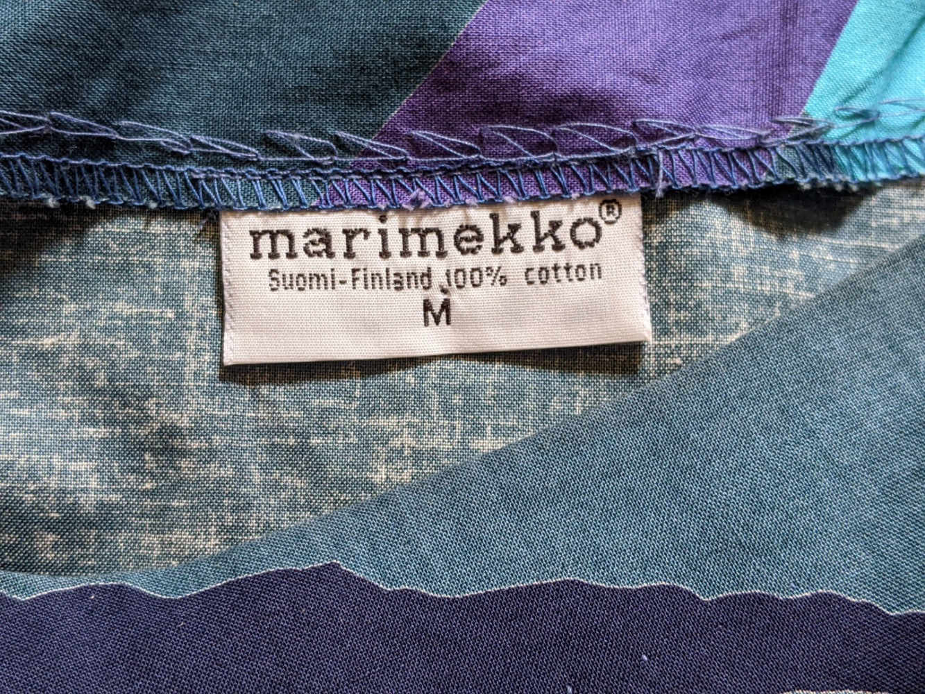 Marimekko Sumptuous blue print hostess dress M → XXL