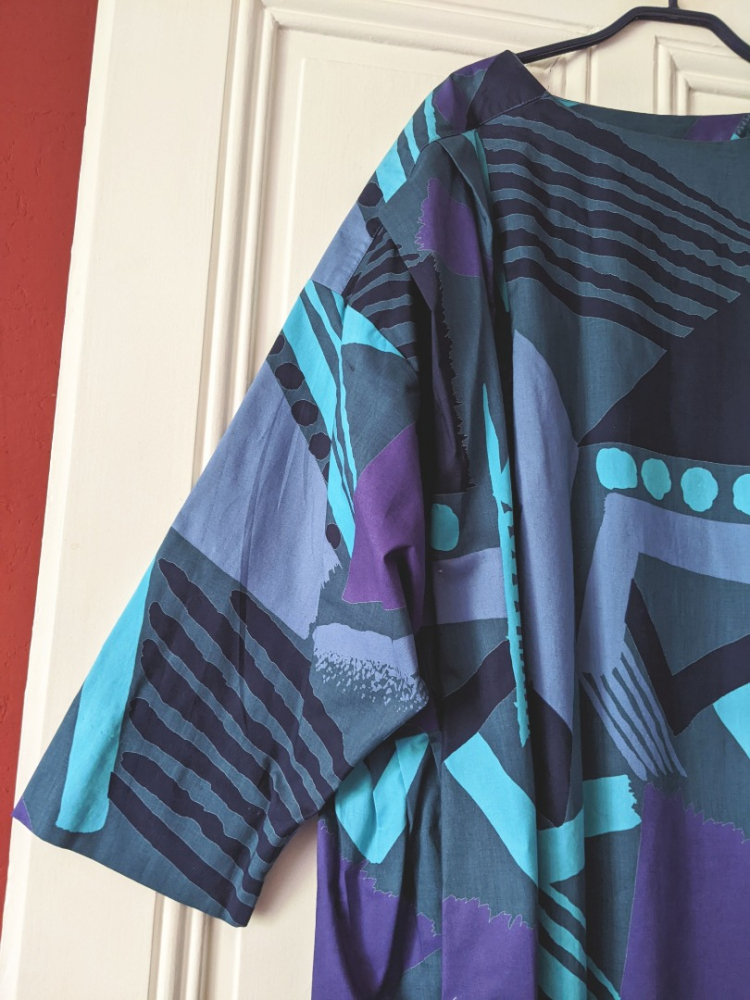 Marimekko Sumptuous blue print hostess dress M → XXL