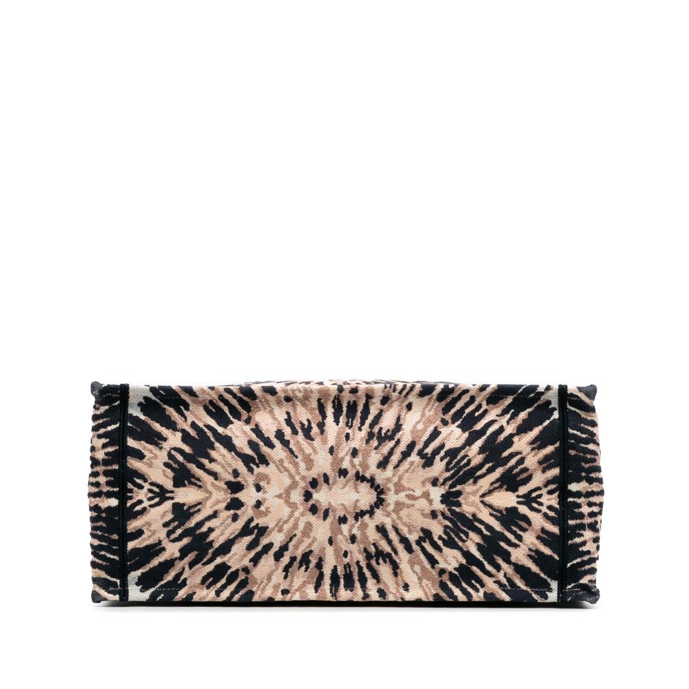 Christian Dior B Dior Brown Nude Canvas Fabric Large Embroidered Tie Dye Book Tote Italy