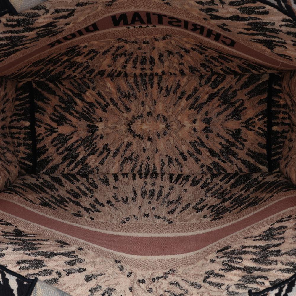 Christian Dior B Dior Brown Nude Canvas Fabric Large Embroidered Tie Dye Book Tote Italy
