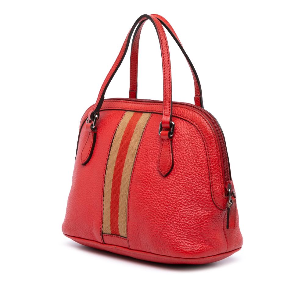 Gucci B Gucci Red Calf Leather Mini Web Dome Satchel Italy
