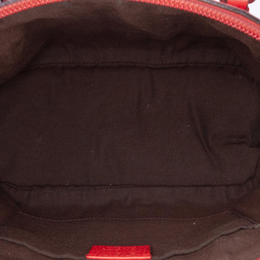Gucci B Gucci Red Calf Leather Mini Web Dome Satchel Italy