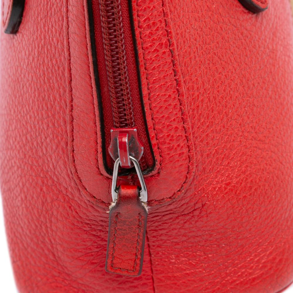 Gucci B Gucci Red Calf Leather Mini Web Dome Satchel Italy
