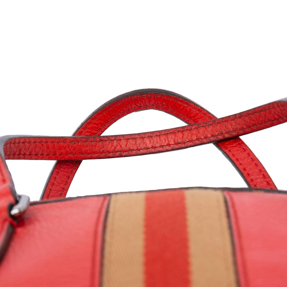 Gucci B Gucci Red Calf Leather Mini Web Dome Satchel Italy