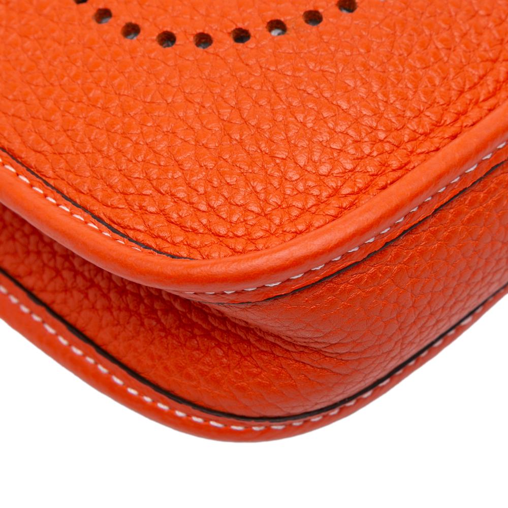 Hermès AB Hermès Orange Dark Orange Calf Leather Clemence Evelyne TPM 16 France