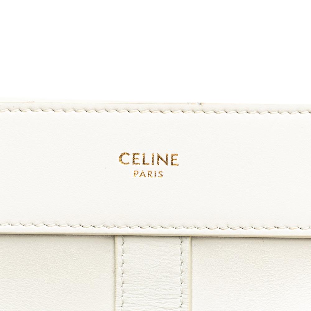 Celine B Celine White Calf Leather Teen Cabas De France Crossbody Italy