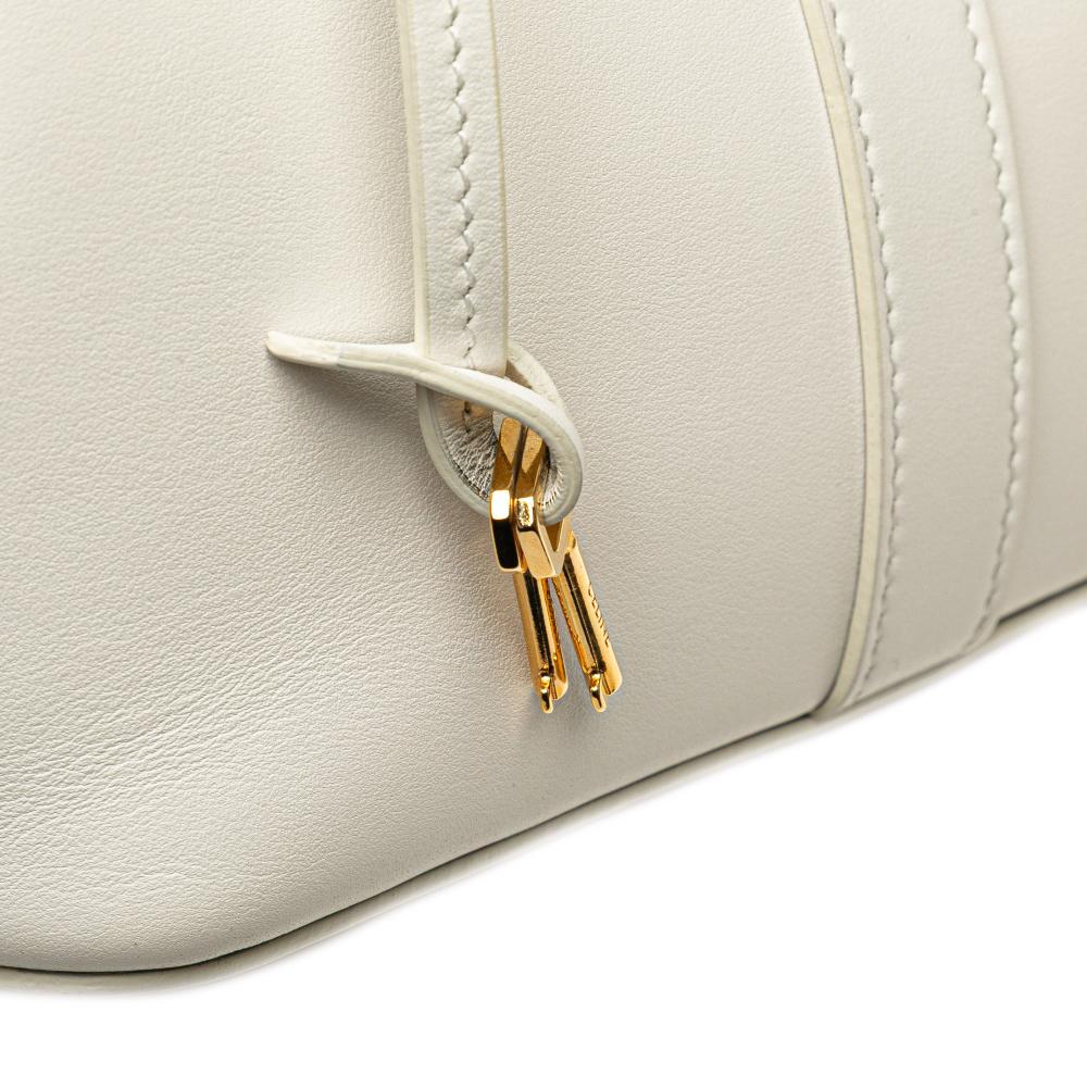 Celine B Celine White Calf Leather Teen Cabas De France Crossbody Italy