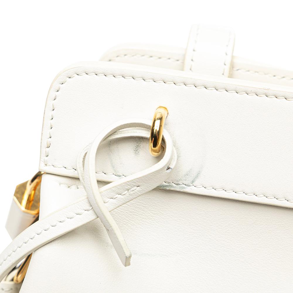 Celine B Celine White Calf Leather Teen Cabas De France Crossbody Italy