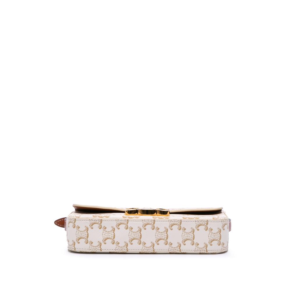 Celine AB Celine White Coated Canvas Fabric Triomphe Claude Shoulder Bag Italy