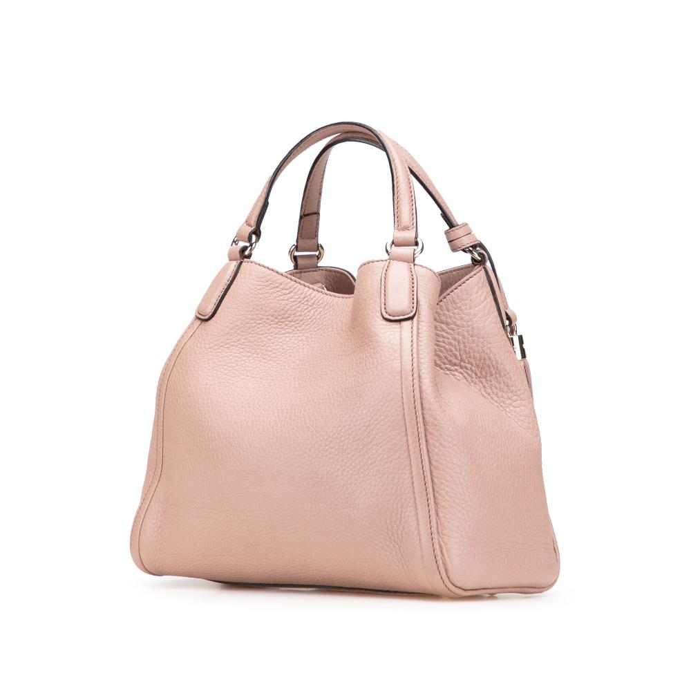 Gucci B Gucci Pink Salmon Calf Leather Small Soho Satchel Italy