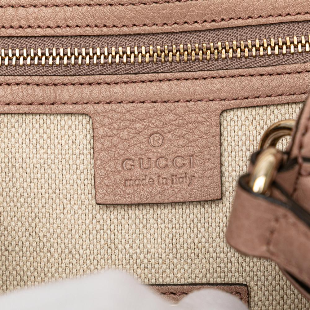 Gucci B Gucci Pink Salmon Calf Leather Small Soho Satchel Italy