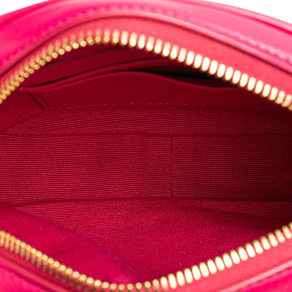 Celine AB Celine Pink Dark Pink Calf Leather Quilted skin C Charm Crossbody Italy