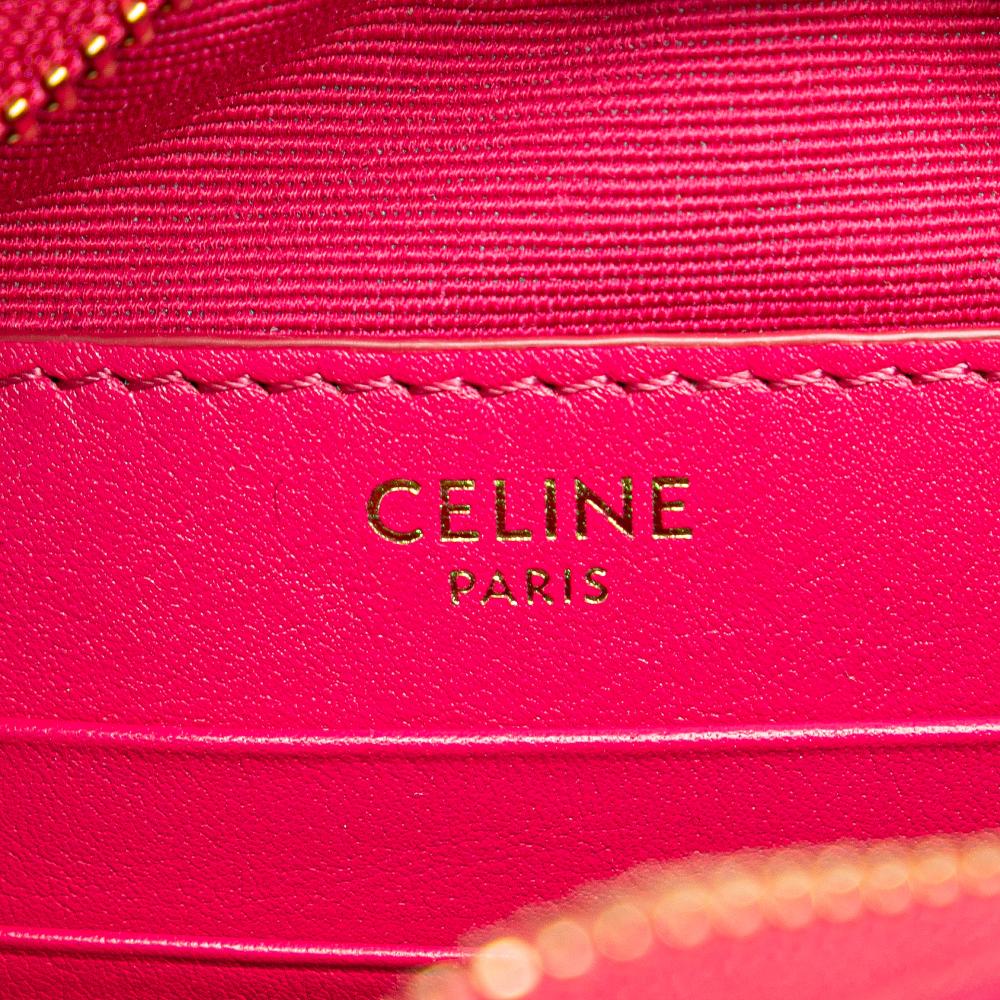 Celine AB Celine Pink Dark Pink Calf Leather Quilted skin C Charm Crossbody Italy