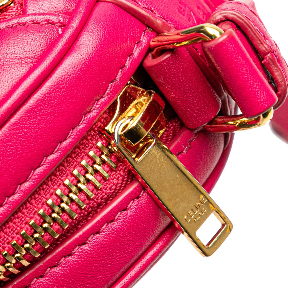 Celine AB Celine Pink Dark Pink Calf Leather Quilted skin C Charm Crossbody Italy