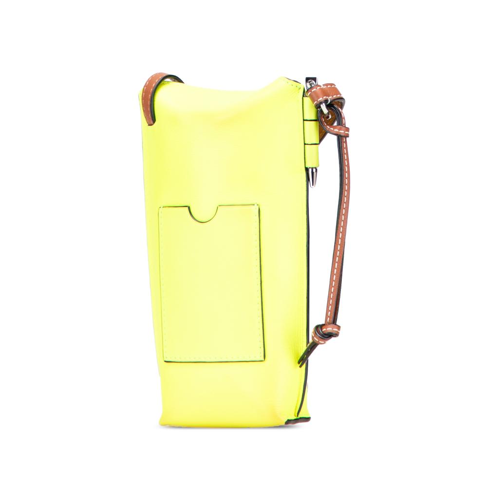Loewe B LOEWE Yellow Neon Yellow Calf Leather Smooth skin Smiley Face Gate Pocket Crossbody Spain