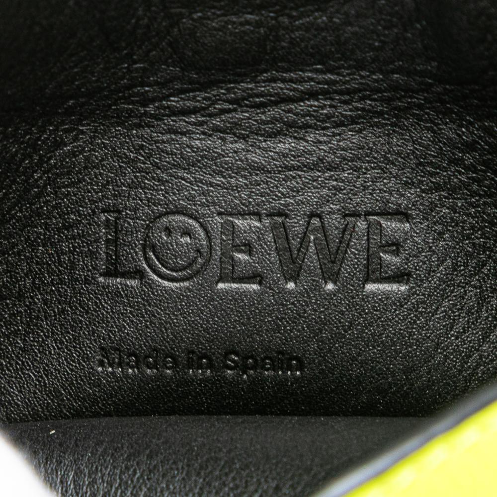 Loewe B LOEWE Yellow Neon Yellow Calf Leather Smooth skin Smiley Face Gate Pocket Crossbody Spain