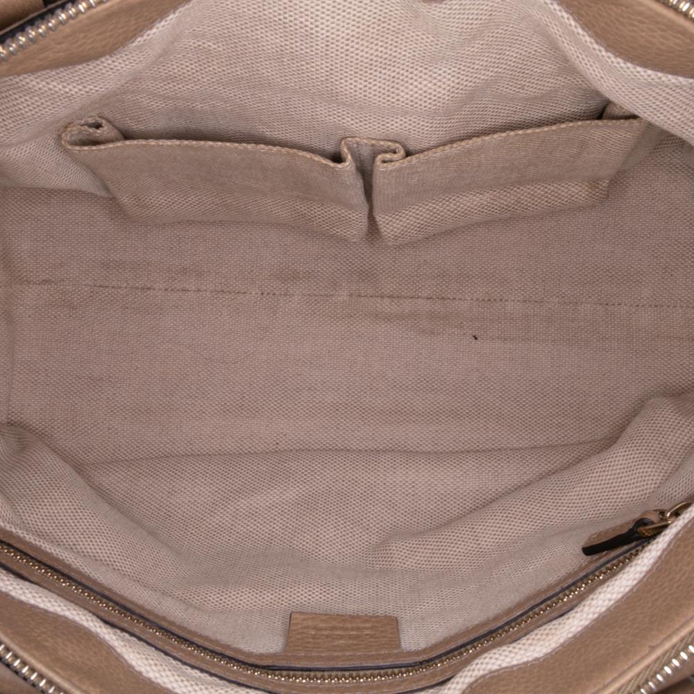 Gucci B Gucci Brown Nude Calf Leather Small Soho Working Satchel Italy