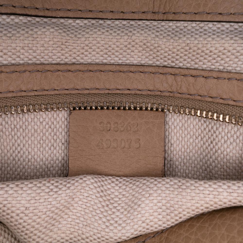 Gucci B Gucci Brown Nude Calf Leather Small Soho Working Satchel Italy