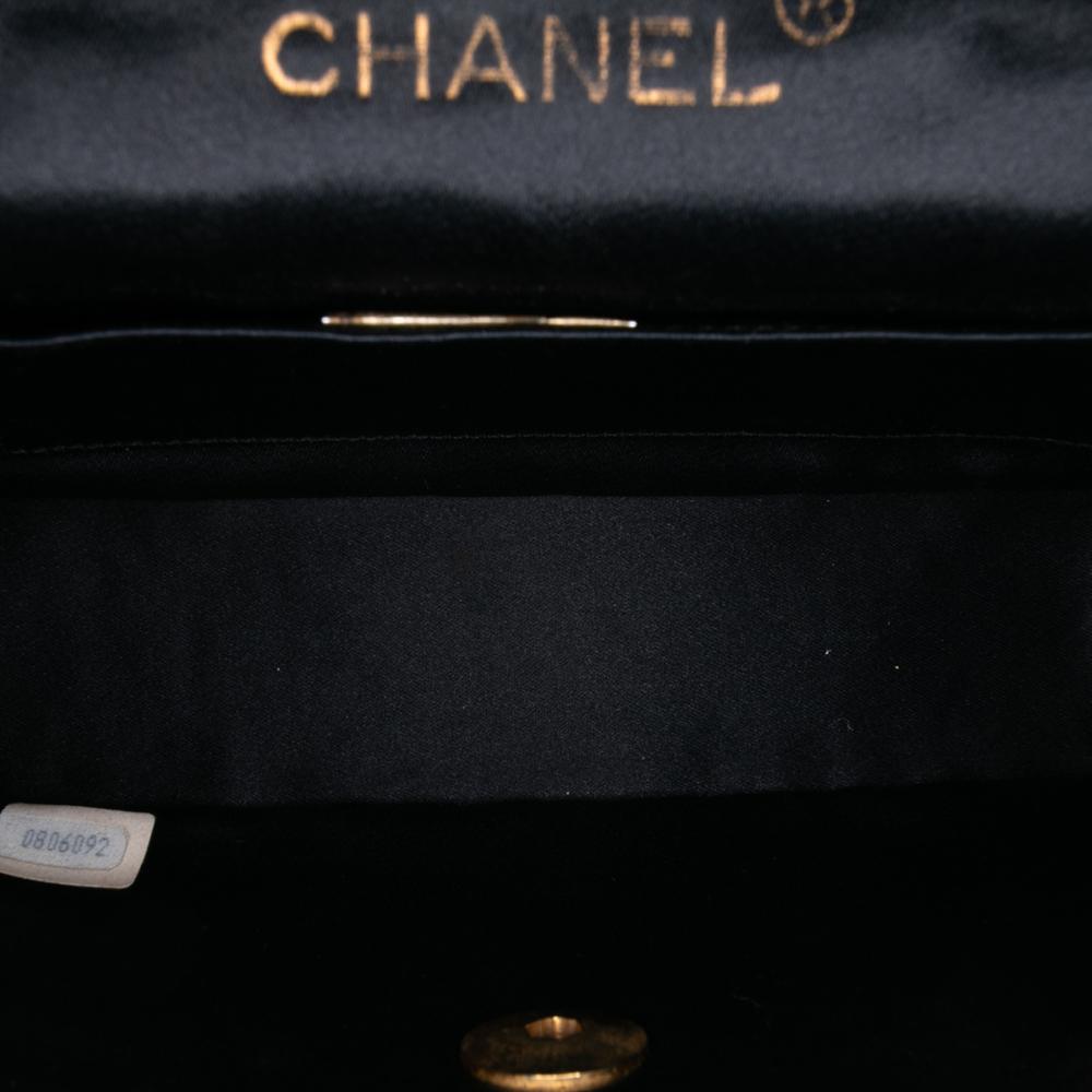 Chanel AB Chanel Black Satin Fabric Mini Rectangular CC Quilted Flap France